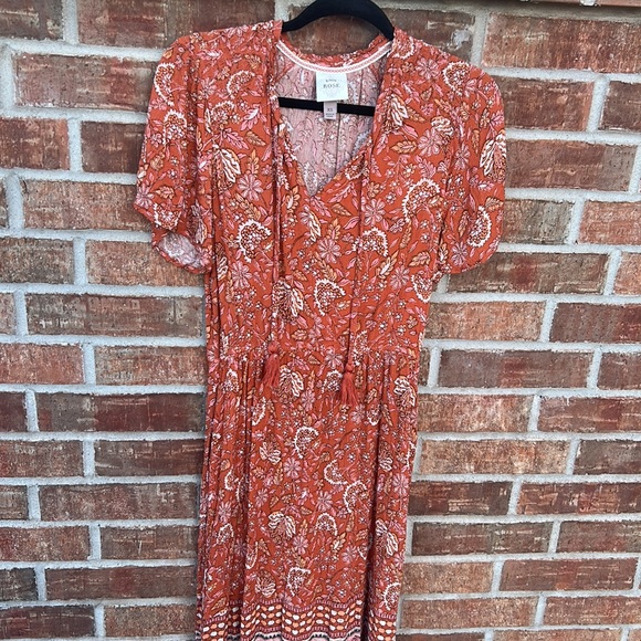 KNOX ROSE Ladies XS Burnt Orange Floral Maxi Dress - Picture 3 of 12